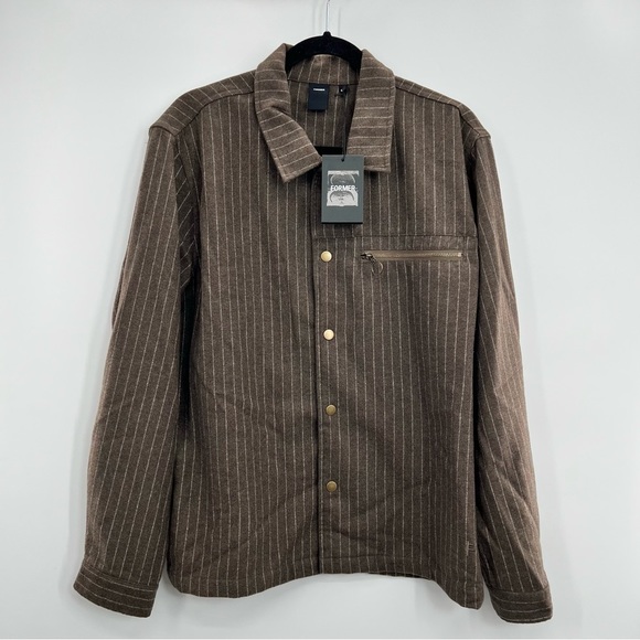 NWT Former Merchandise Harmony Long Sleeve Overshirt Jacket Striped Wool XL - Picture 12 of 13